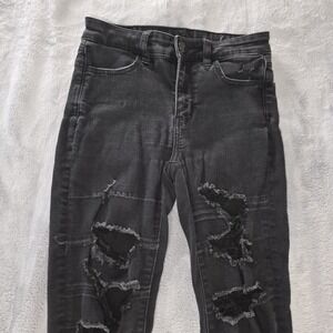 American Eagle High Rise Jegging Women's Size 4 Regular Black Distressed Denim